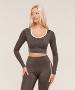 Piping Long Sleeve Crop Top - US 1331