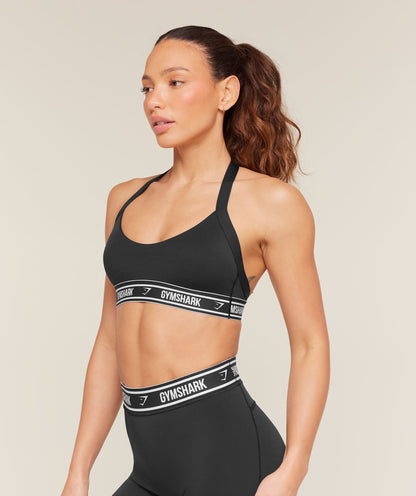 Light Support Halter Neck Logo Sports Bra - US 6487